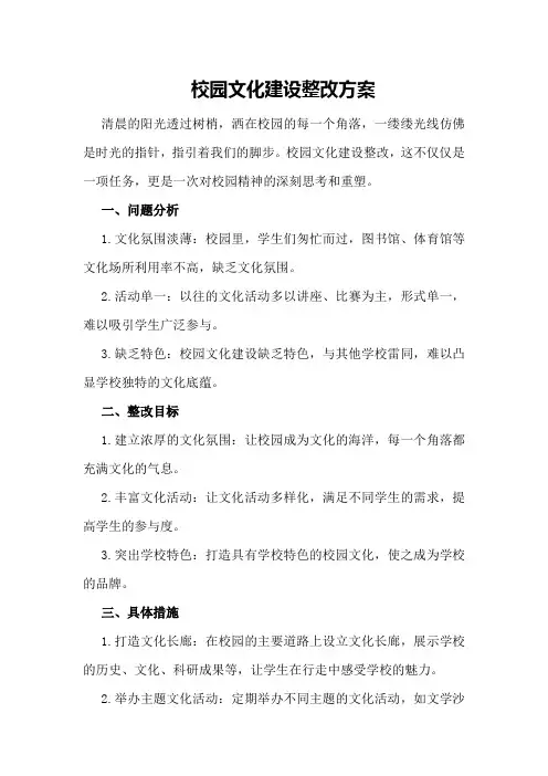 校园文化建设整改方案