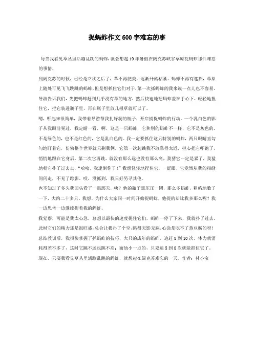 捉蚂蚱作文600字难忘的事
