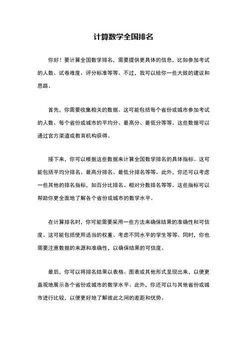 计算数学全国排名