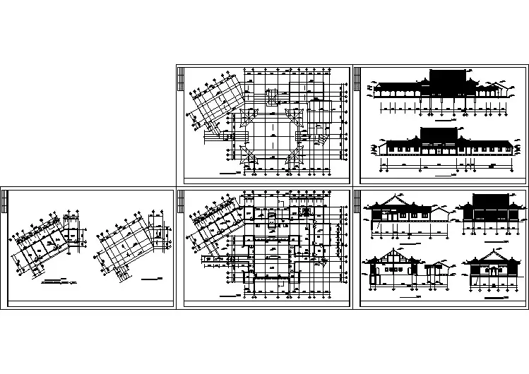 生态园垂钓休息区建筑设计图纸（共5张）