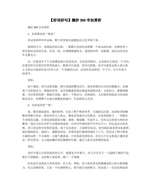 【好词好句】摘抄300字加赏析