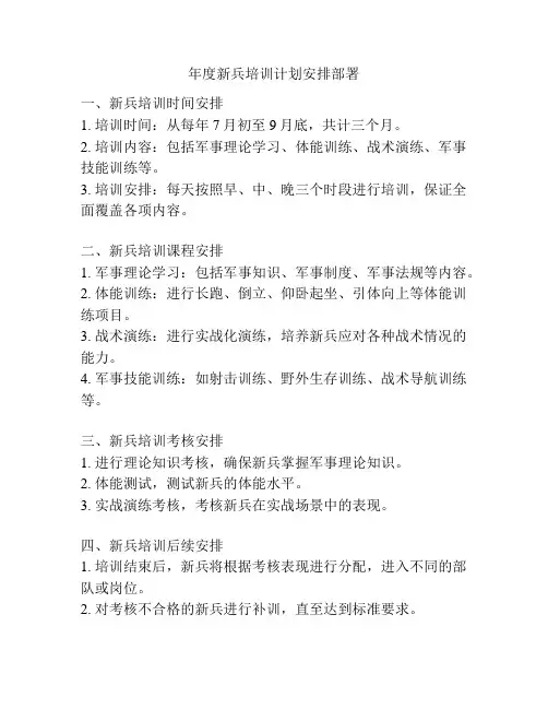 年度新兵培训计划安排部署