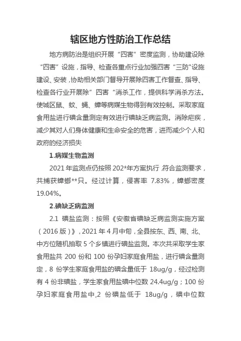 辖区地方性防治工作总结