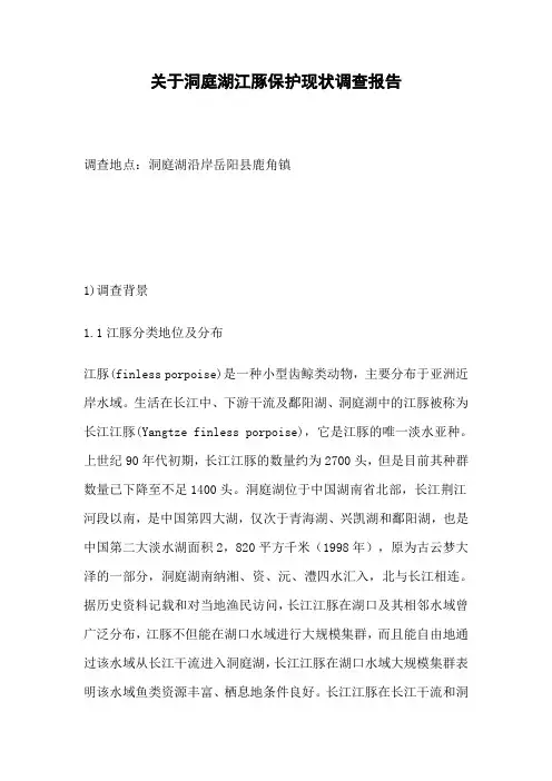 关于洞庭湖江豚保护现状调查报告