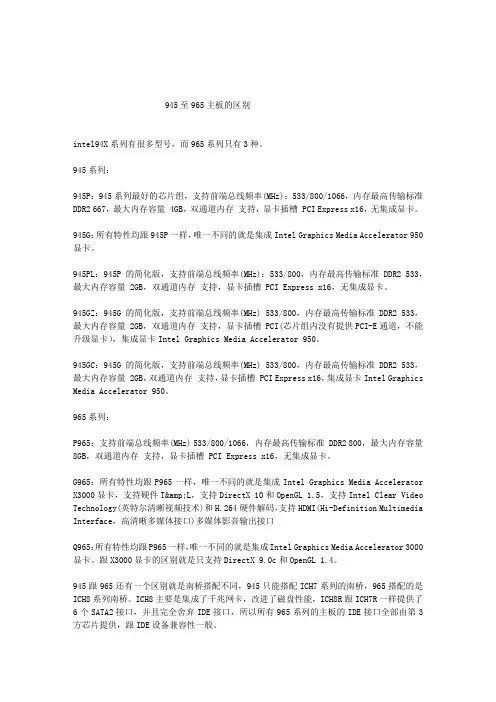945至965主板的区别