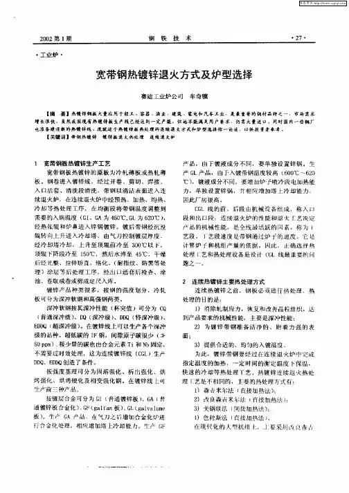 宽带钢热镀锌退火方式及炉型选择
