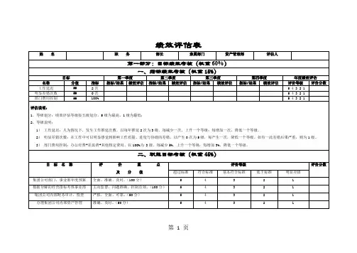 资产管理部绩效评估表[精品]5页word