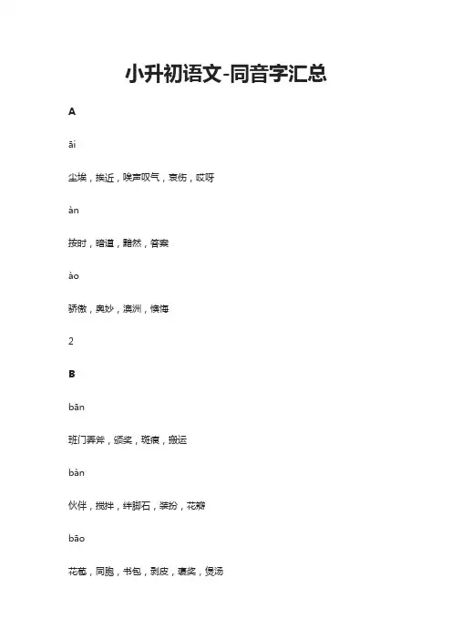 [精]小升初语文-同音字汇总-全