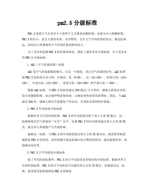 pm2.5分级标准