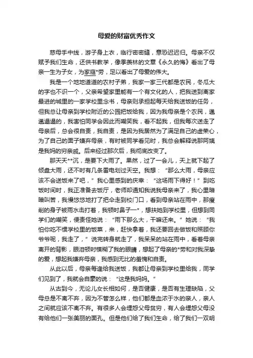 母爱的财富优秀作文