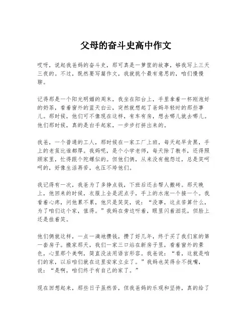 父母的奋斗史高中作文