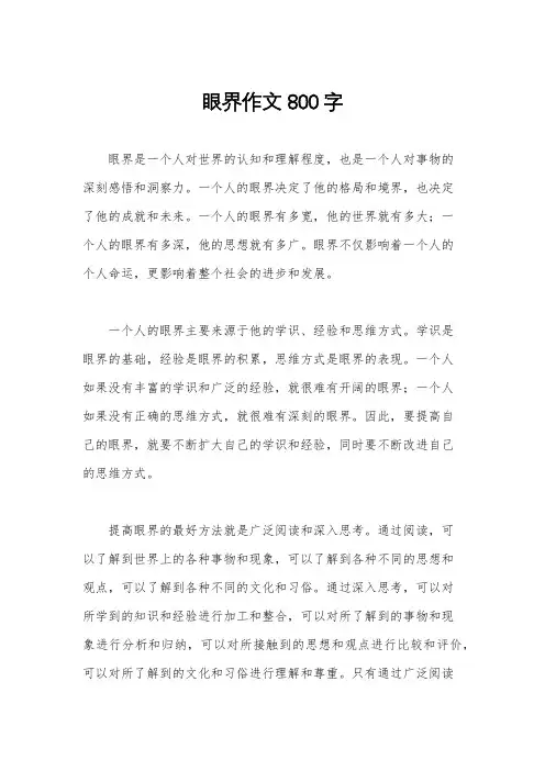 眼界作文800字