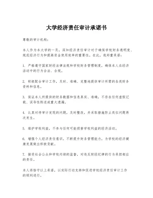 大学经济责任审计承诺书