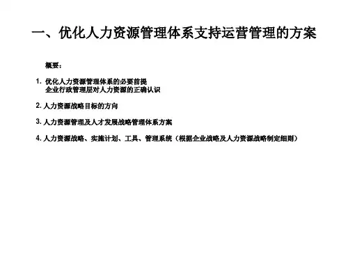 优化人力资源管理体系方案
