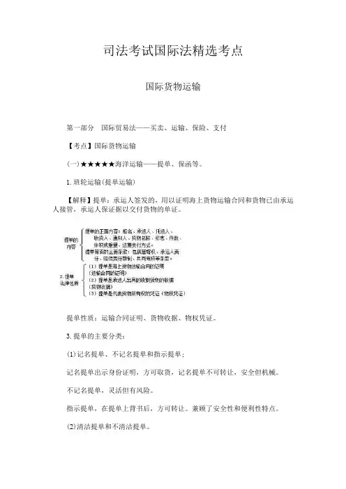司法考试国际法精选考点
