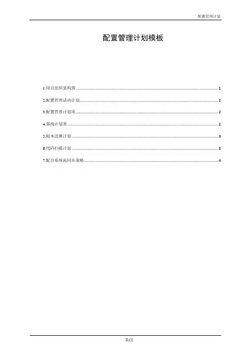 IT项目配置管理计划模板
