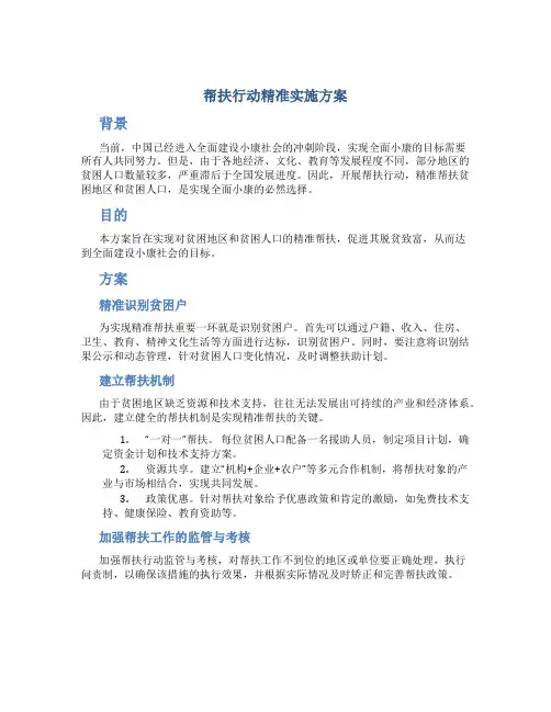 帮扶行动精准实施方案