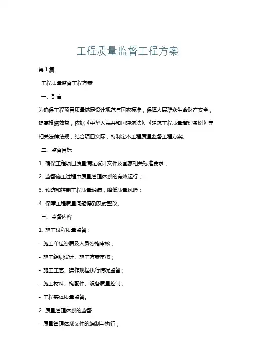 工程质量监督工程方案