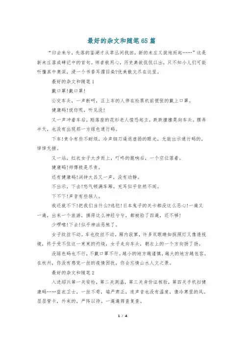 最好的杂文和随笔65篇