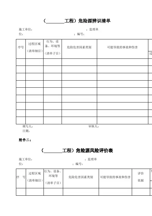 风险评价表格