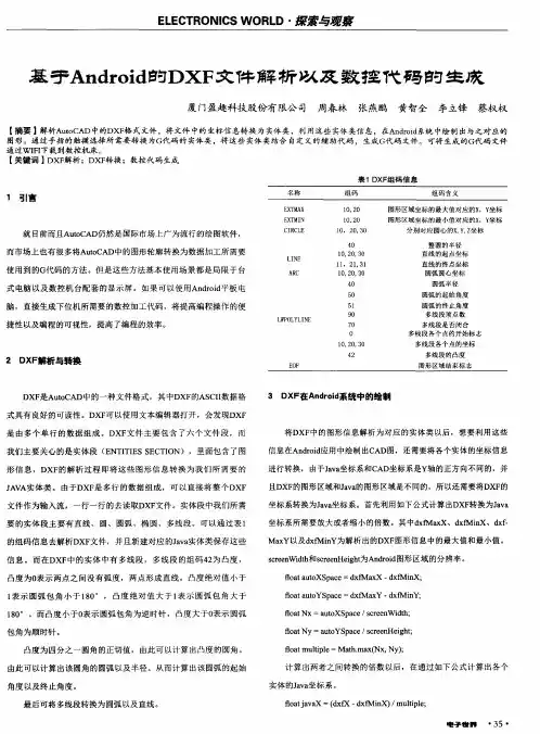 基于Android的DXF文件解析以及数控代码的生成
