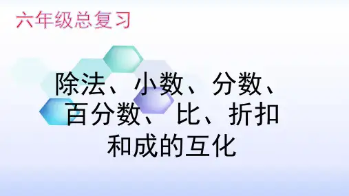 数学人教版六年级下册小数、除法、分数、百分数、比、折扣和成的互化PPT