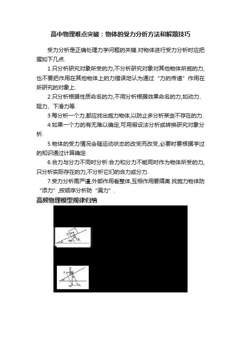 高中物理难点突破：物体的受力分析方法和解题技巧