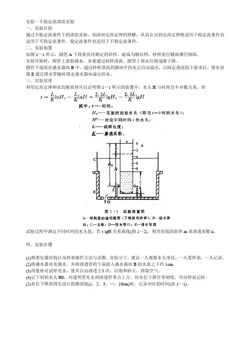 实验一不稳定流渗流实验