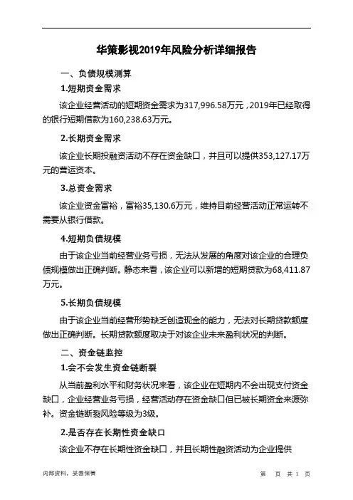 华策影视2019年财务风险分析详细报告