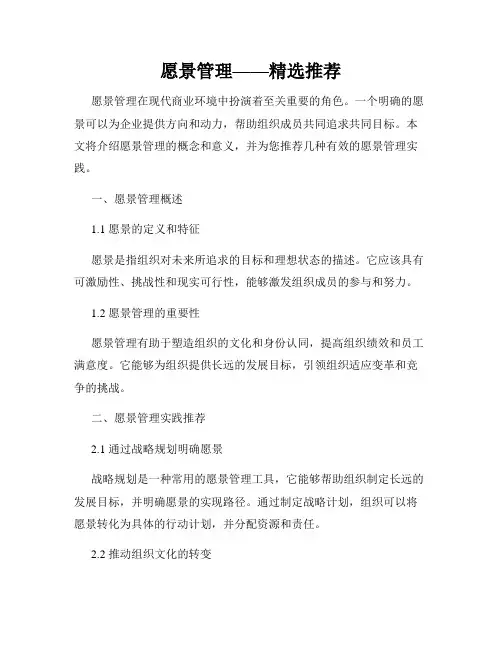 愿景管理——精选推荐