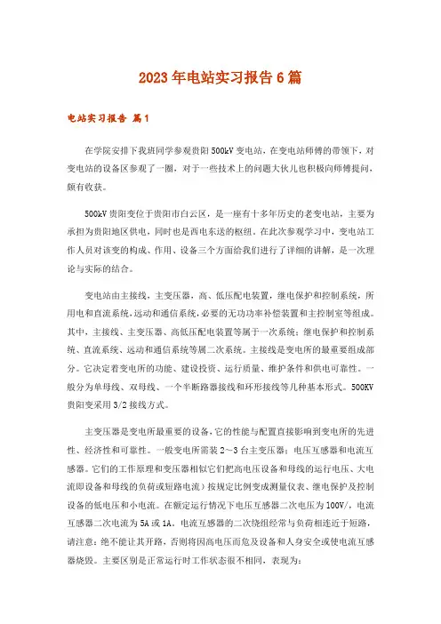 2023年电站实习报告6篇
