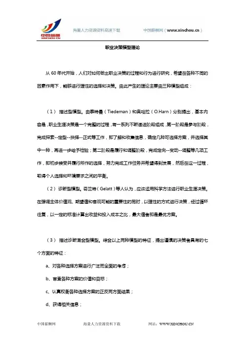 职业决策模型理论