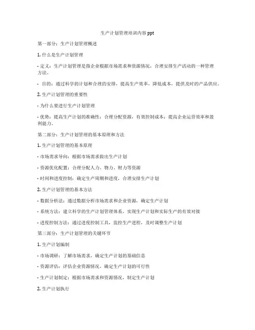 生产计划管理培训内容ppt