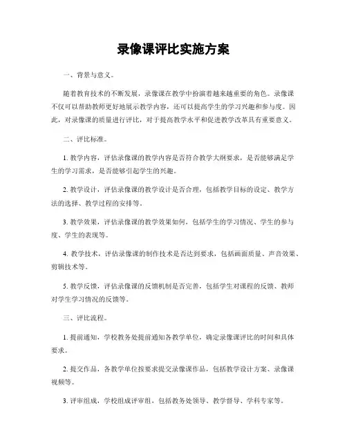 录像课评比实施方案
