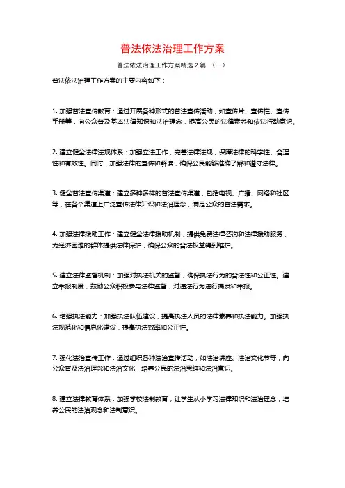普法依法治理工作方案2篇