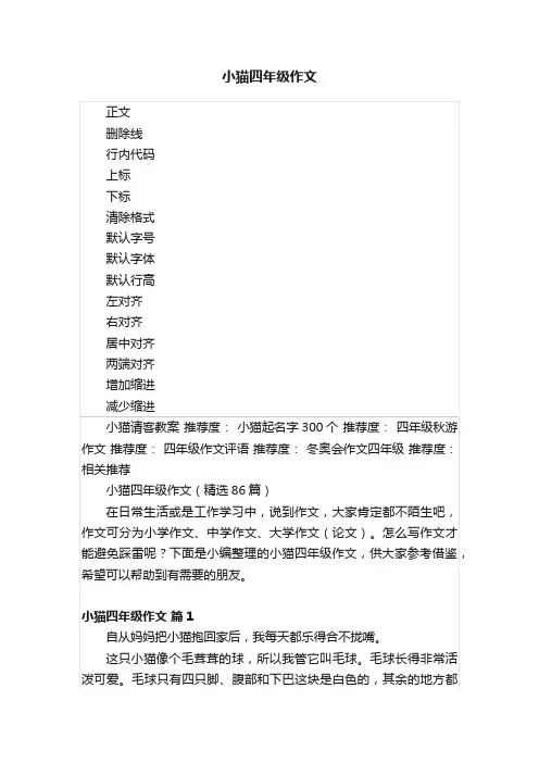 小猫四年级作文