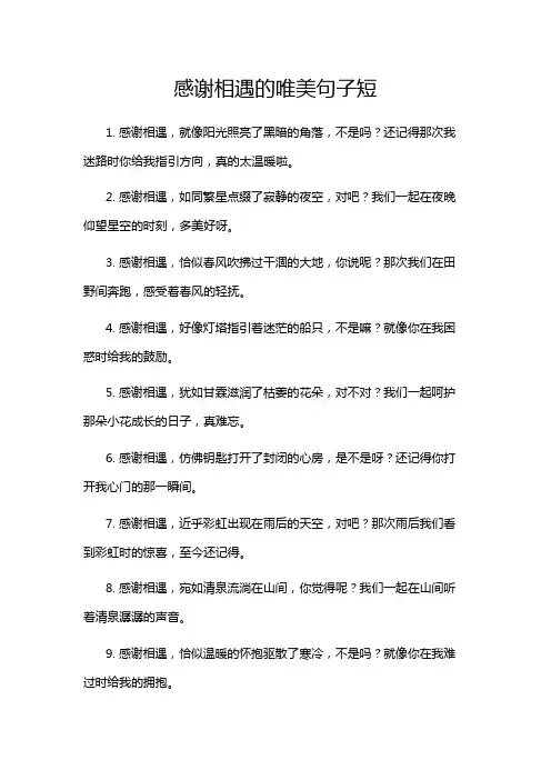 感谢相遇的唯美句子短