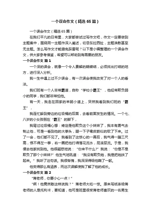 一个误会作文（精选65篇）
