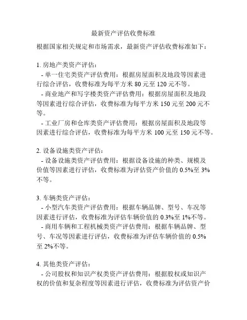 最新资产评估收费标准