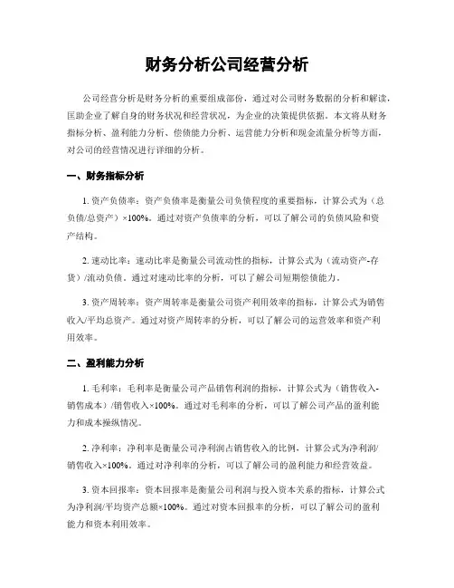 财务分析公司经营分析
