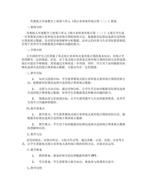 苏教版五年级数学上册第六单元《统计表和条形统计图(二)》教案