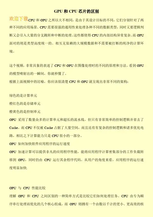 GPU和CPU芯片的区别