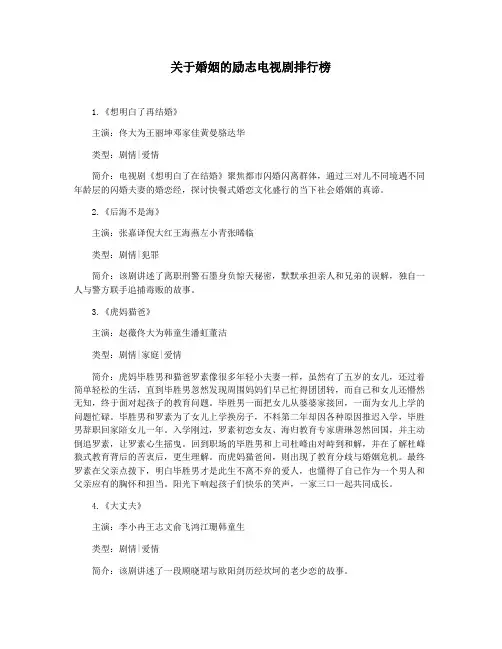 关于婚姻的励志电视剧排行榜