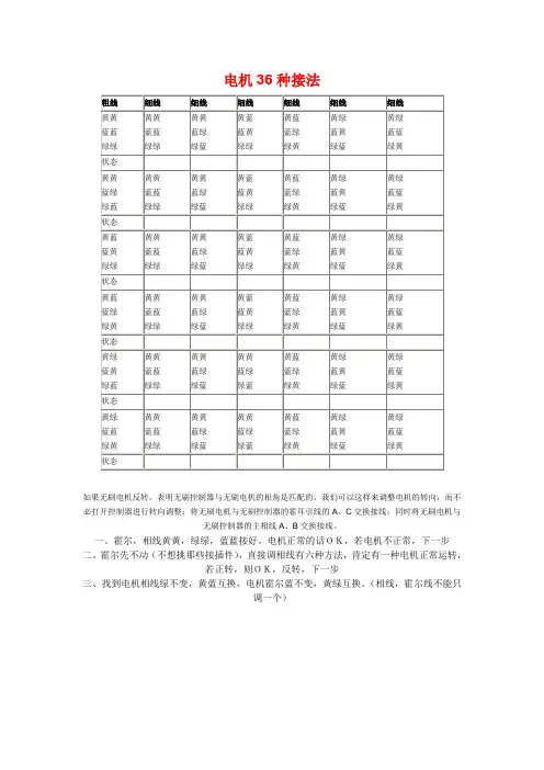 霍尔电机36接法