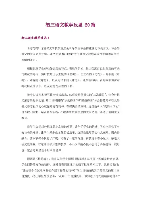 初三语文教学反思 20篇