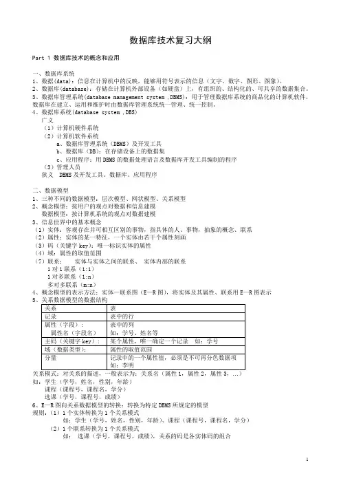 数据库技术复习大纲
