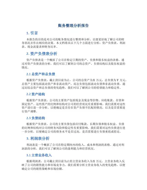 账务整理分析报告