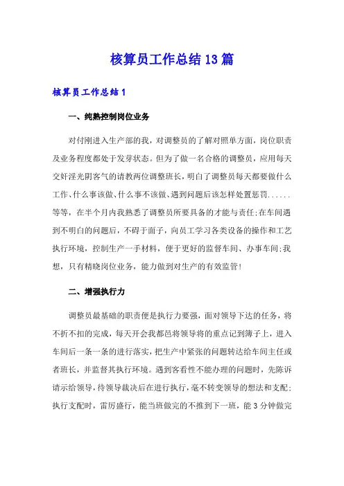 核算员工作总结13篇