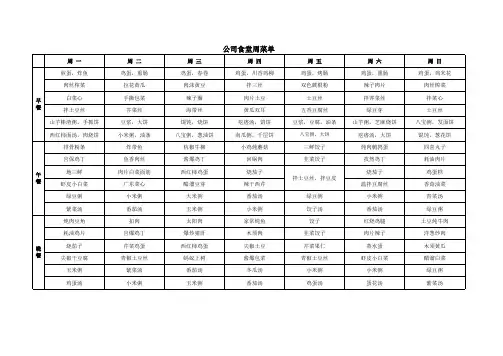 公司食堂菜单