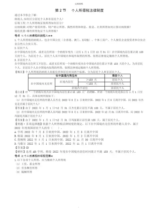 2022年个人所得税法律制度